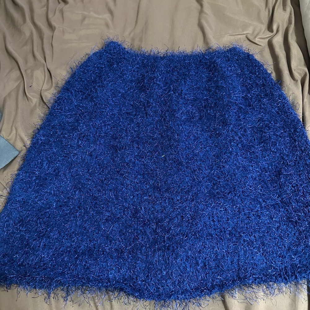 Finesse Deep Blue Textured A-Line Skirt